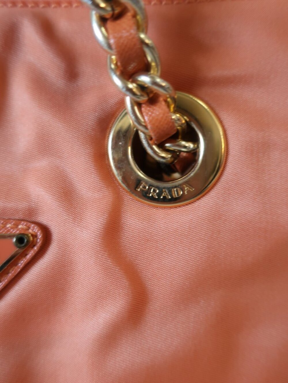 Womens Prada Salmon/Coral Nylon Tote Bag - Picture 4 of 16